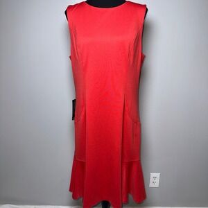 The Limited Orange Sleeveless Flounce Hem Sheath Dress Size 14 NWT Stretch Dance